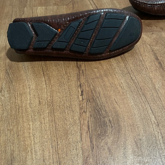 David Stone Brown Men’s Size 10 Woven Faux Leather Horsebit Loafers Moccasins - Picture 6 of 10